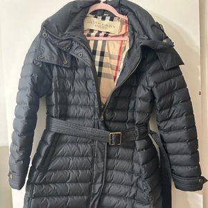 Burberry Brit Black Down Coat with hood in Size XL
